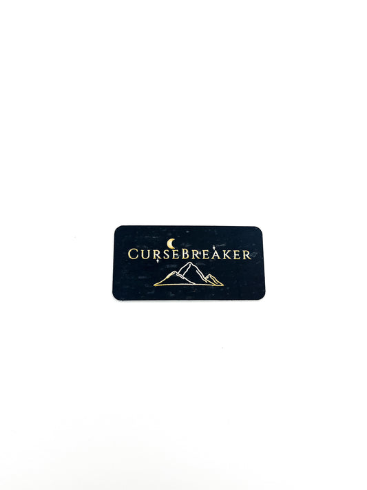 "Curse Breaker" Gold on Black Cork Tag - Faetasy Romantasy