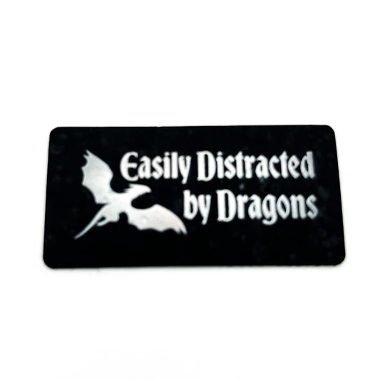 "Easily Distracted by Dragons" Nickel Hardware - Cork Tag H&H Collab