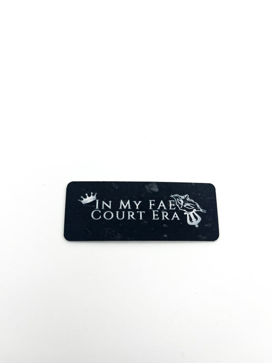 "In My Fae Court Era" Silver on Black Cork Tag - Faetasy Romantasy