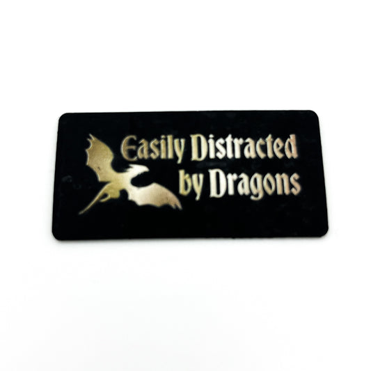 "Easily Distracted by Dragons" Antique Bronze Hardware - Cork Tag H&H Collab